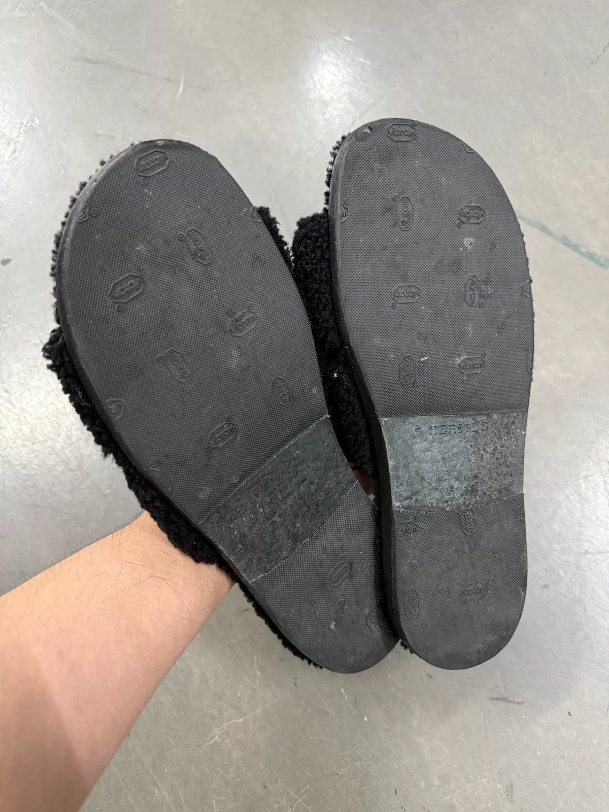 Hermes Black Fur Slides