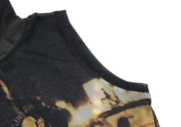 Jean Paul Gaultier Vintage Black Mesh Motorcycle Top