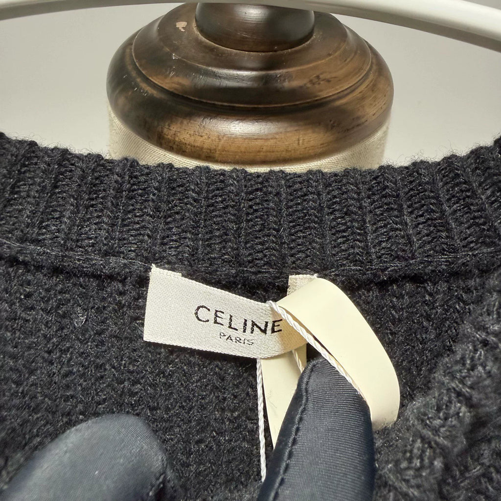Celine Embroidered Logo Fuzzy Sweater Wool