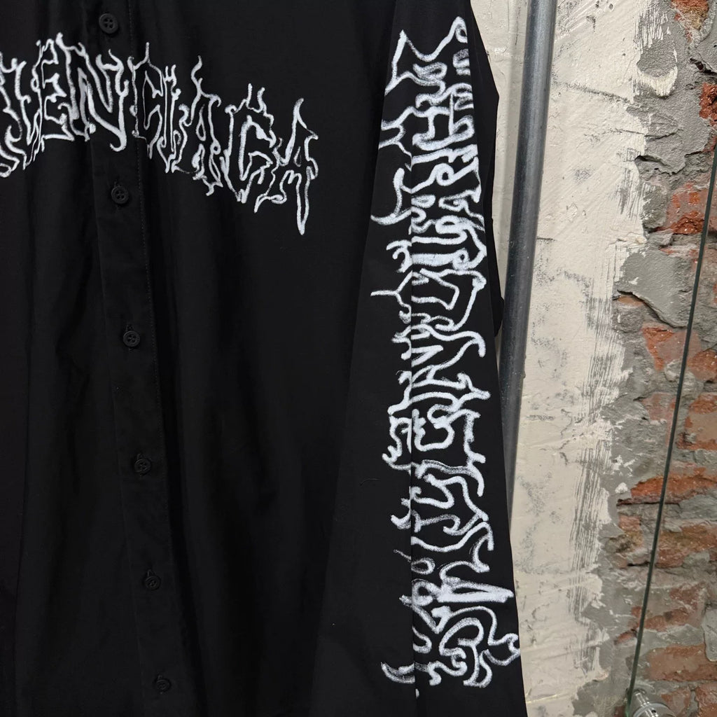 Balenciaga Black Dragon Year Limited Qilin Arm Graffiti Logo Nylon Shirt Jacket
