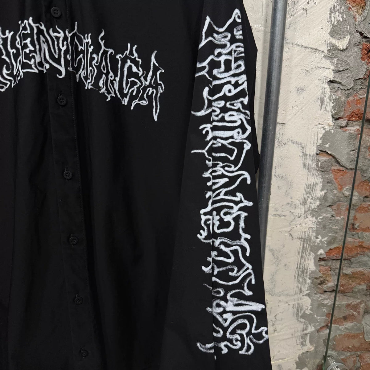 Balenciaga Black Dragon Year Limited Qilin Arm Graffiti Logo Nylon Shirt Jacket