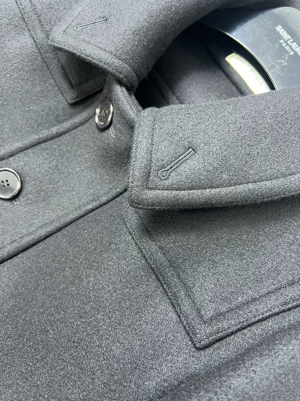 Saint Laurent Slp15fw Black Single-Breasted Wool Coat