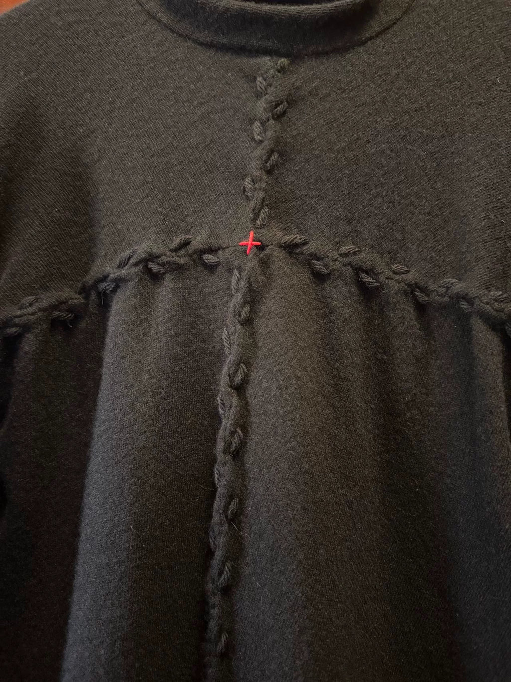 M.A+ FW24 Black Hand-Stitched Cross-Cut Cashmere Sweater