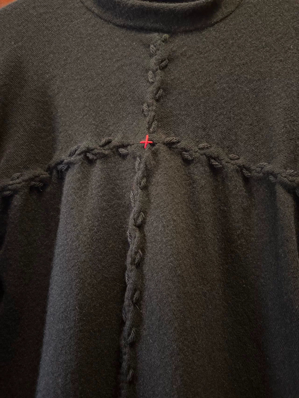 M.A+ FW24 Black Hand-Stitched Cross-Cut Cashmere Sweater