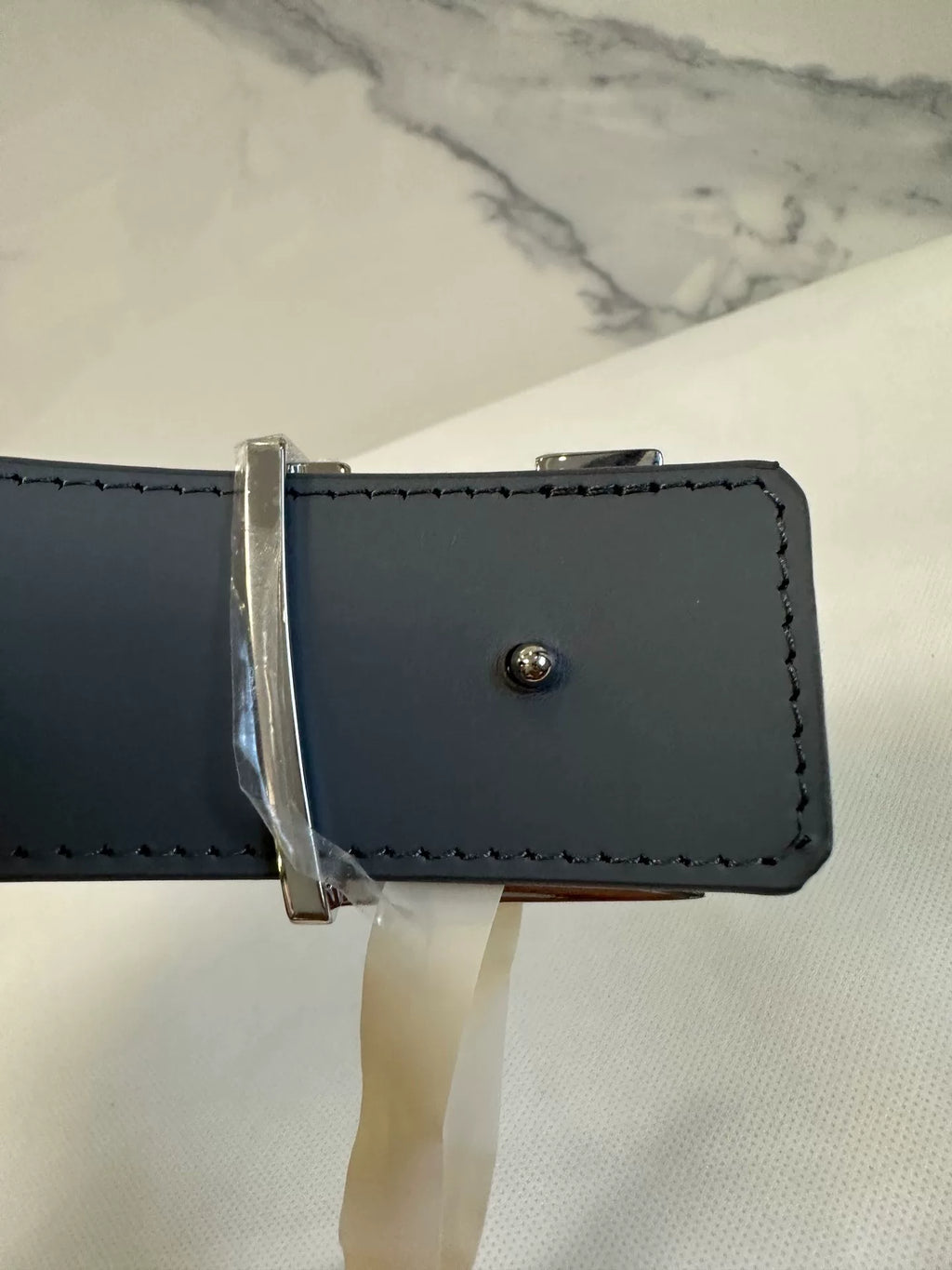 Louis Vuitton Grey Embossed Leather Belt