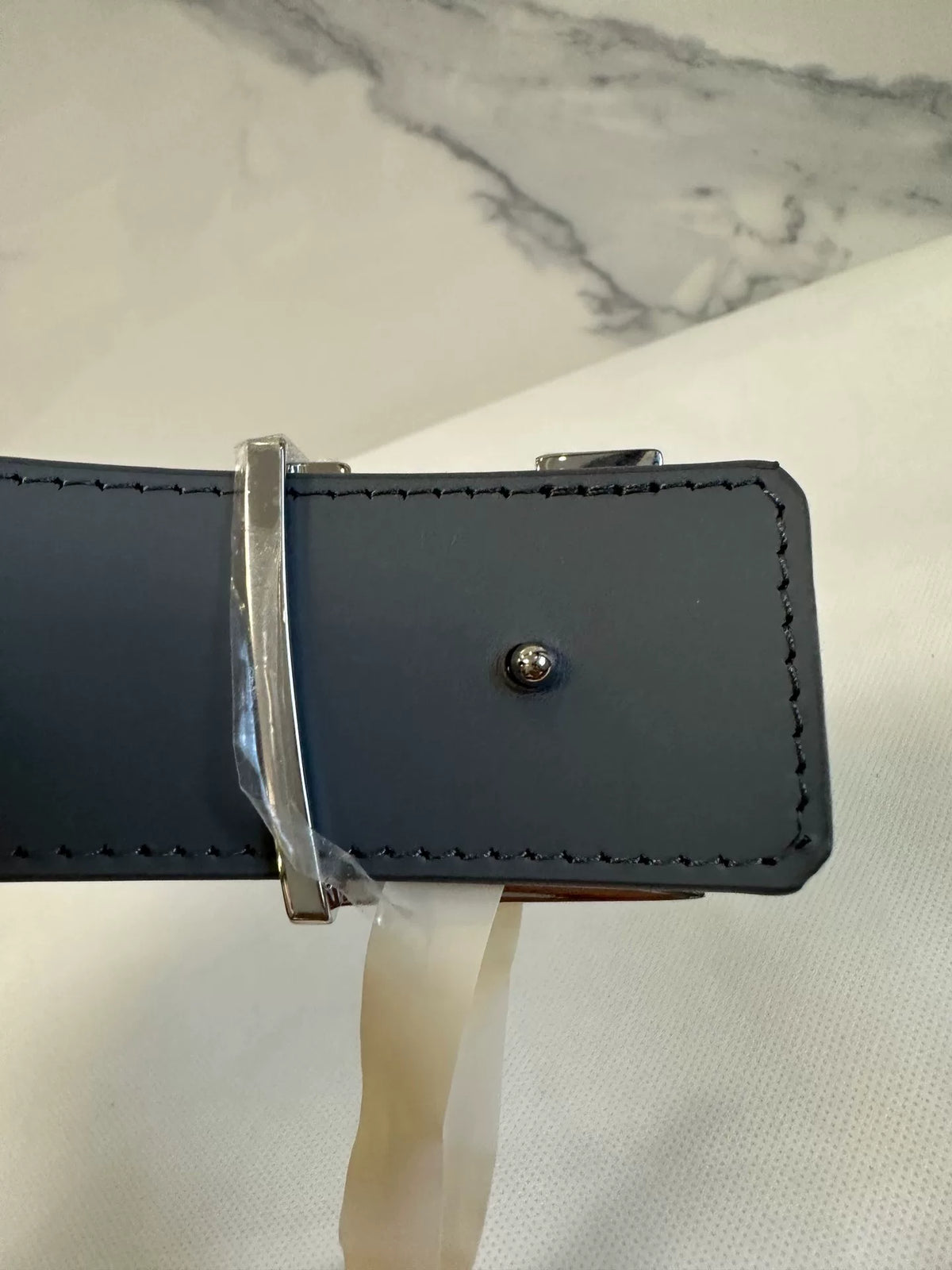 Louis Vuitton Grey Embossed Leather Belt