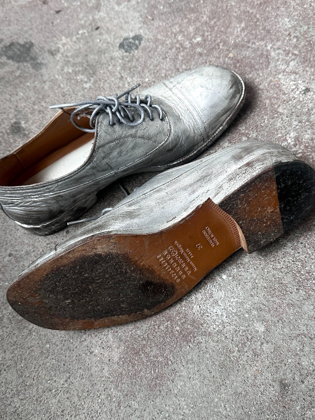 Maison Martin Margiela Painted Silver Derby Shoes