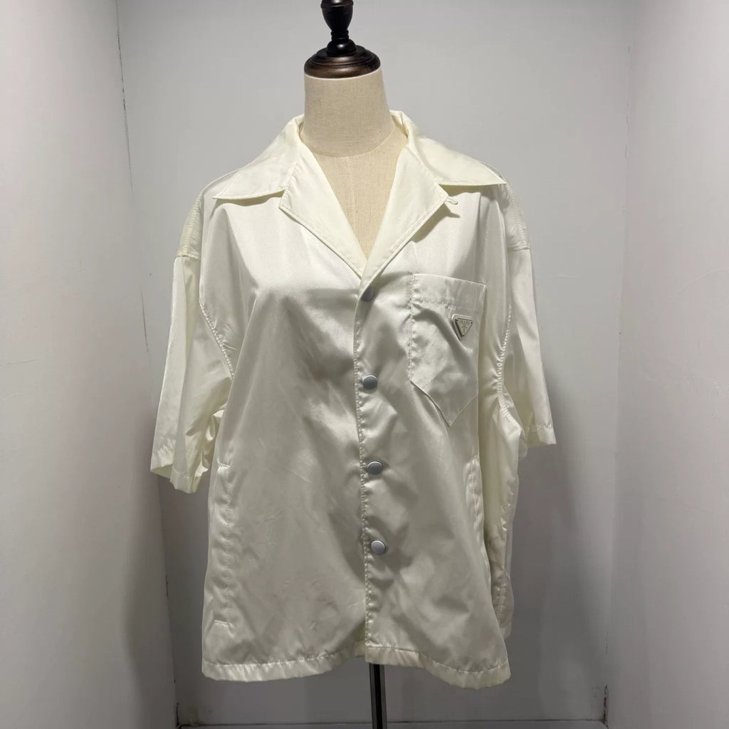 Prada Nylon Triangle Logo Short Sleeve Shirt