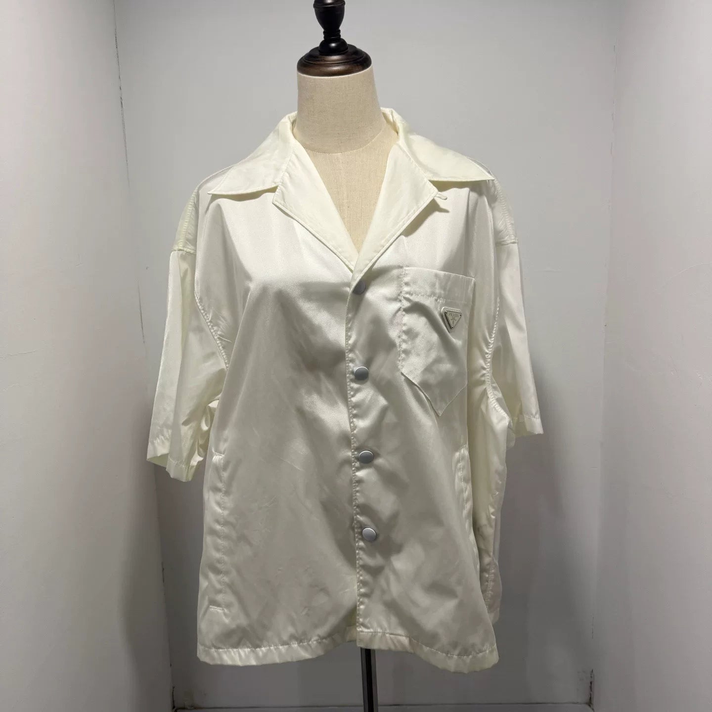 Prada Nylon Triangle Logo Short Sleeve Shirt