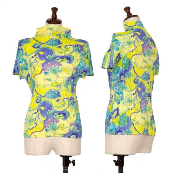 Issey Miyake Vintage Yellow Floral Pleated Top
