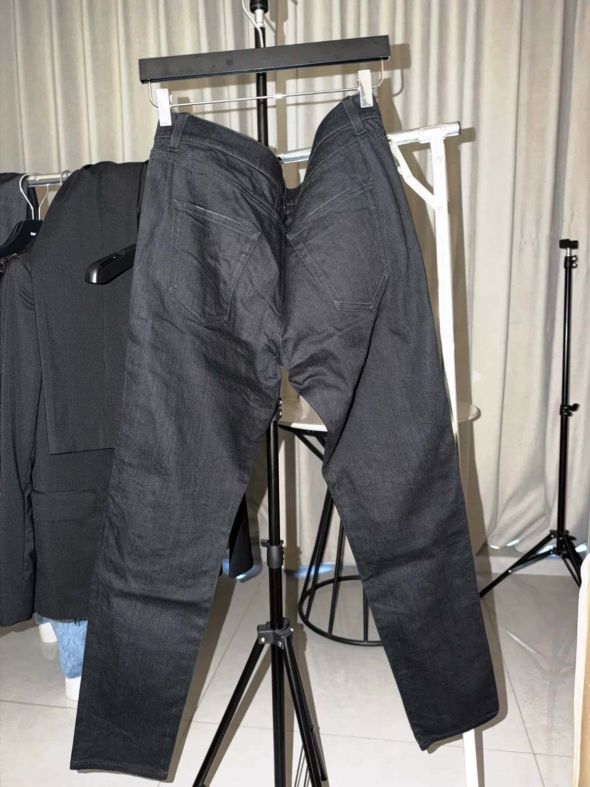 Saint Laurent D02 Black Rivet Distressed Denim Trousers by Hedi Slimane