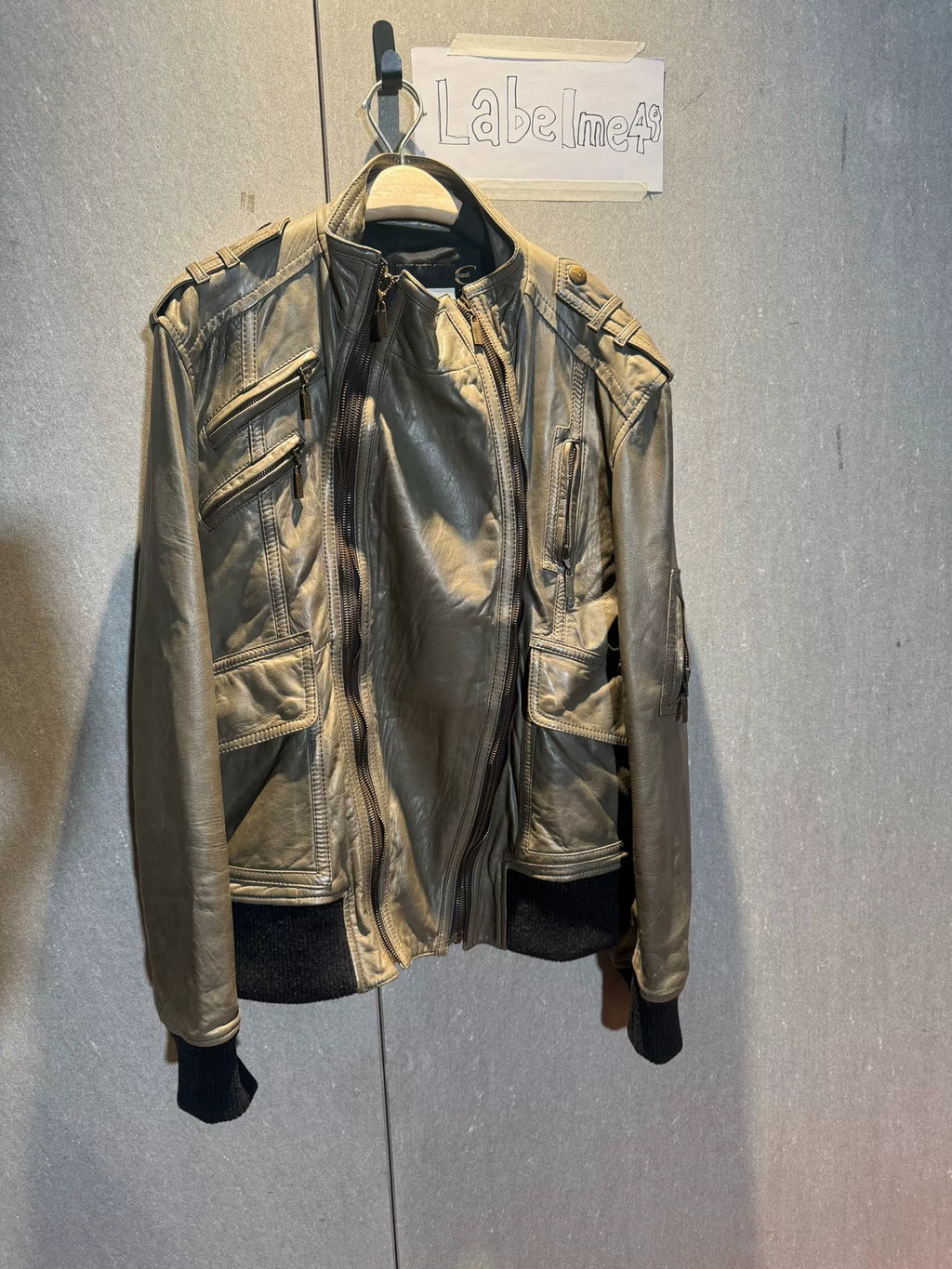 Just Cavalli Multi-Pocket Overlapping Zip Lambskin Jacket