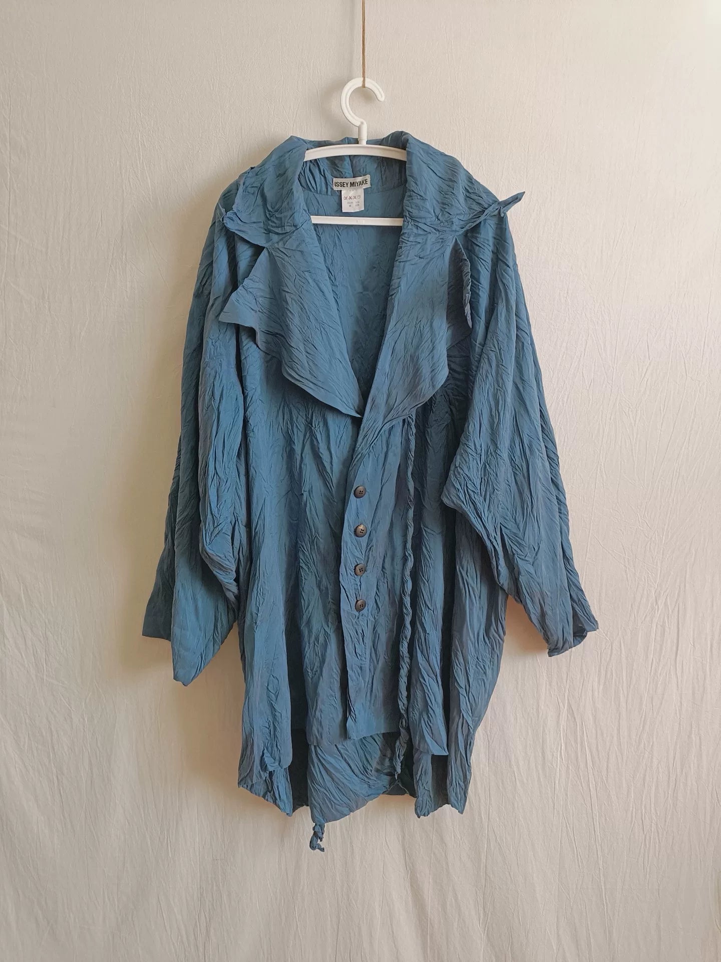 Issey Miyake 1990s Blue Letter in the Wind Top