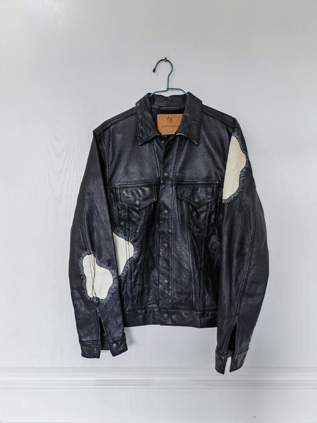 Yohji Yamamoto reversible boiled egg stitching leather jacket