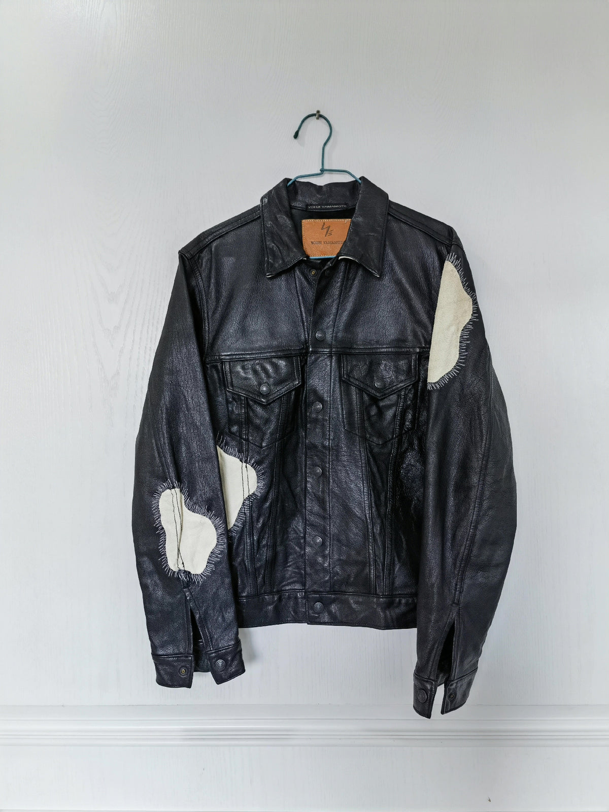 Yohji Yamamoto reversible boiled egg stitching leather jacket
