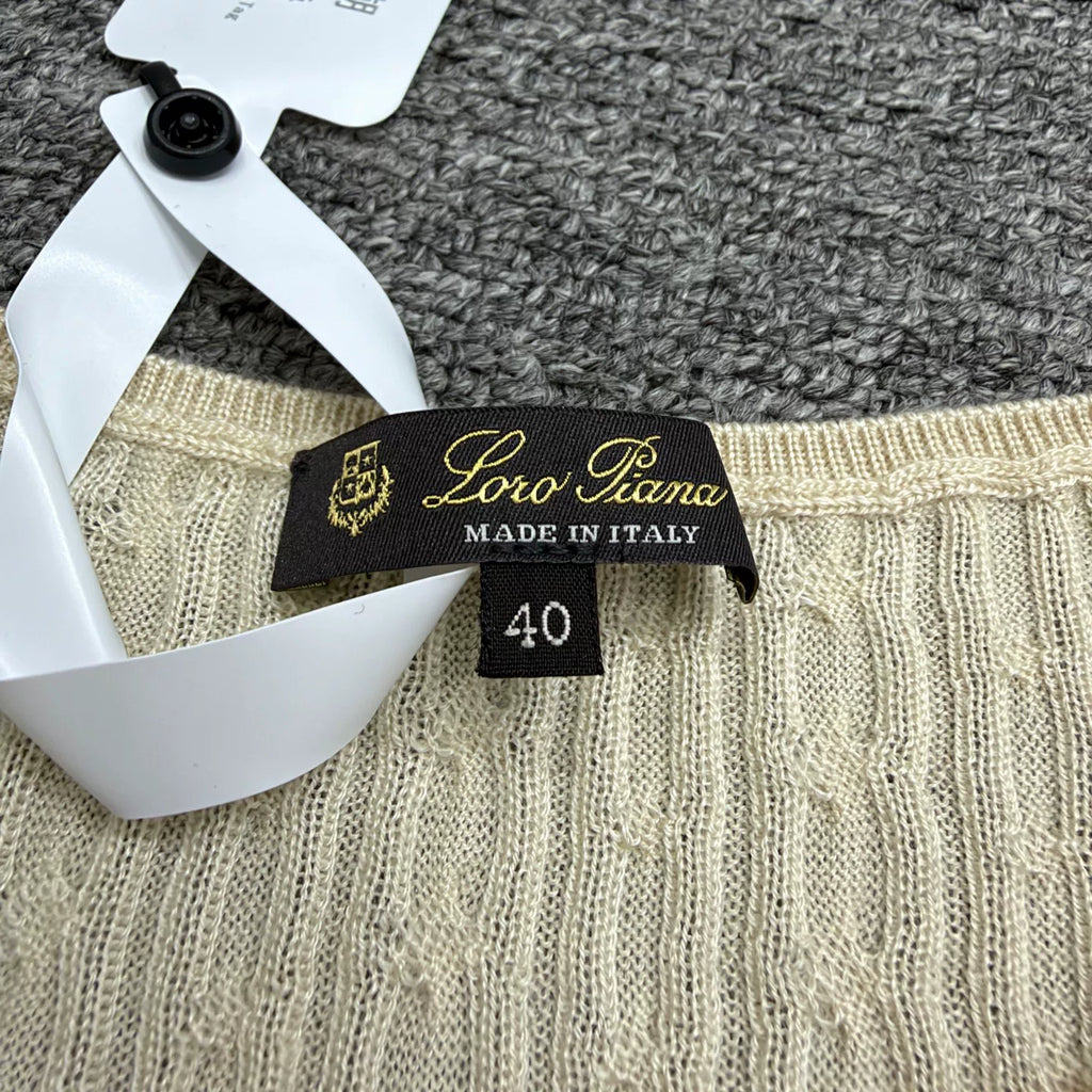 Loro Piana Cable Knit Short Sleeve Top