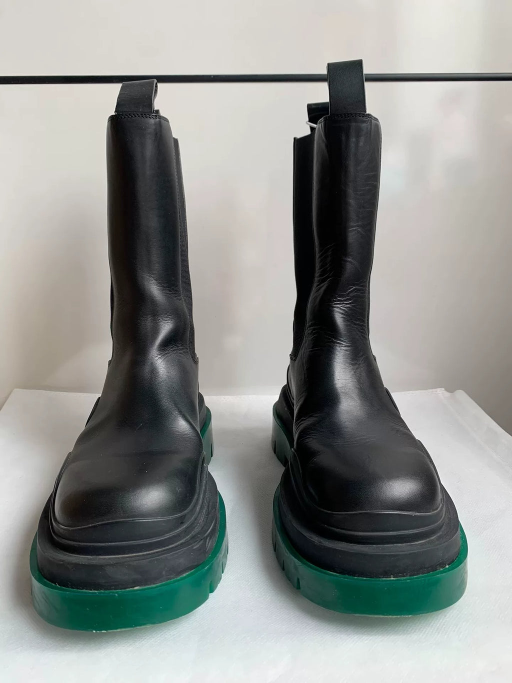 Bottega Veneta Black Green Thick-Sole Calf Boots