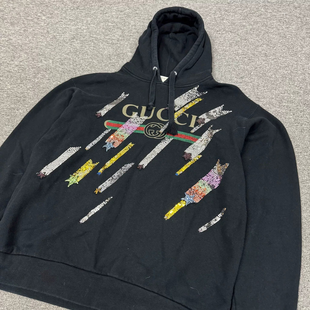 Gucci black hoodie with colorful lightning print