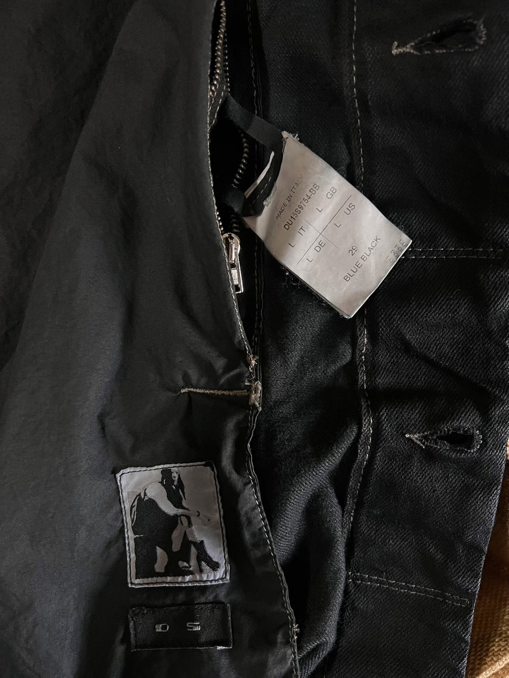 Rick Owens Vintage Metallic Zip Pocket Denim Drkshdw Worker Distressed Cotton Jacket