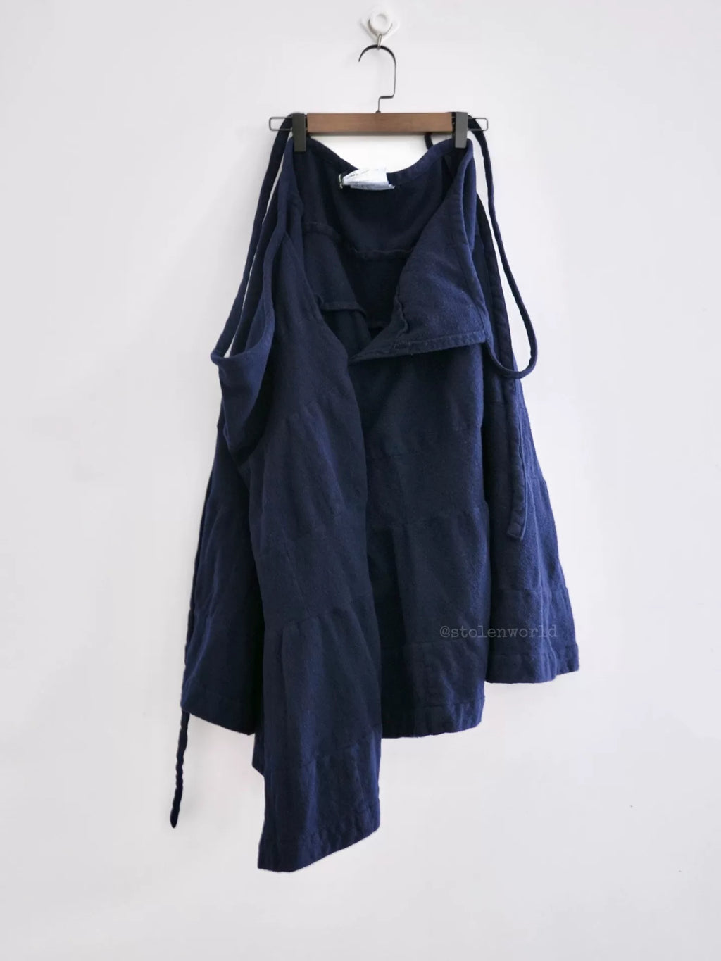 Comme Des Garcons Shrunken Tie-Detail Tiered Navy Skirt - Devines