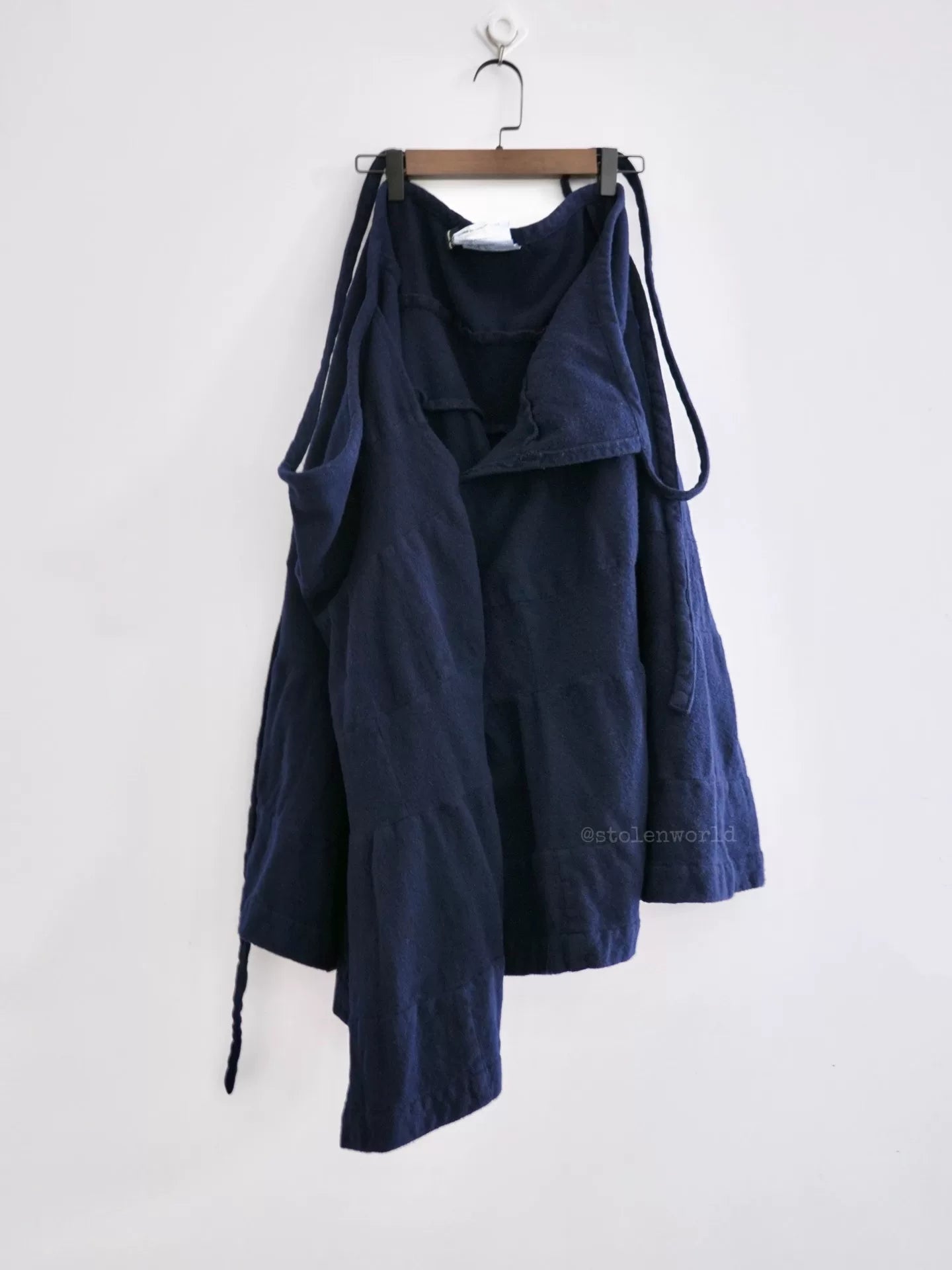 Comme Des Garcons Shrunken Tie-Detail Tiered Navy Skirt - Devines