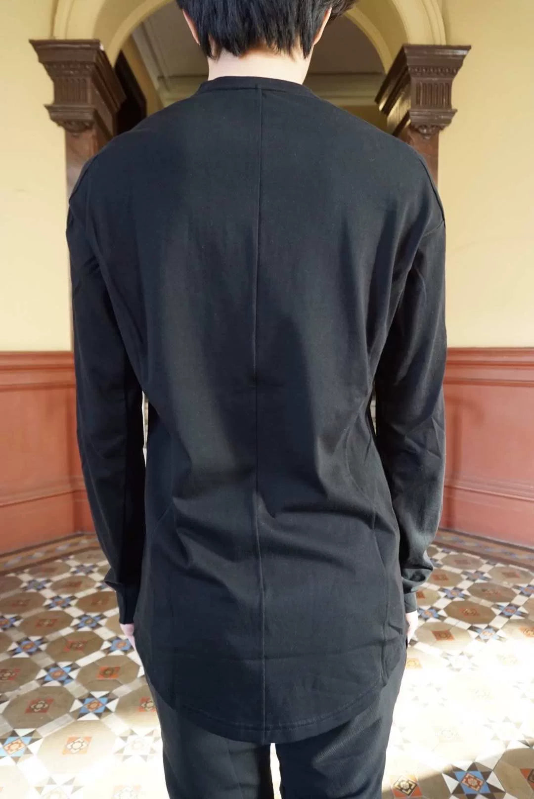Devoa FW18 Black Paneled Longsleeve Cotton Tee