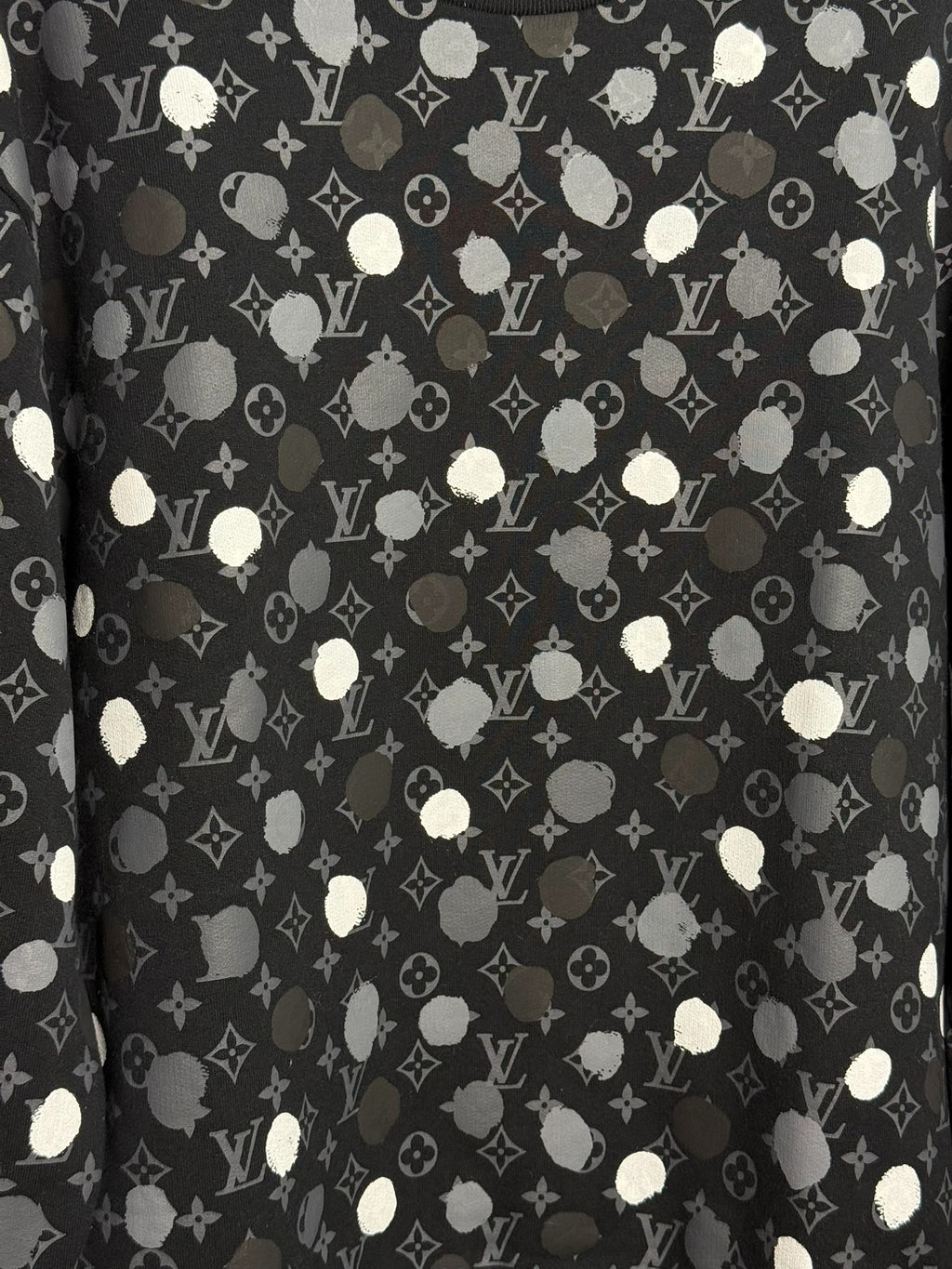 LV X Yayoi Kusama Collaboration Black Polka Dot All-Over Print Sweatshirt