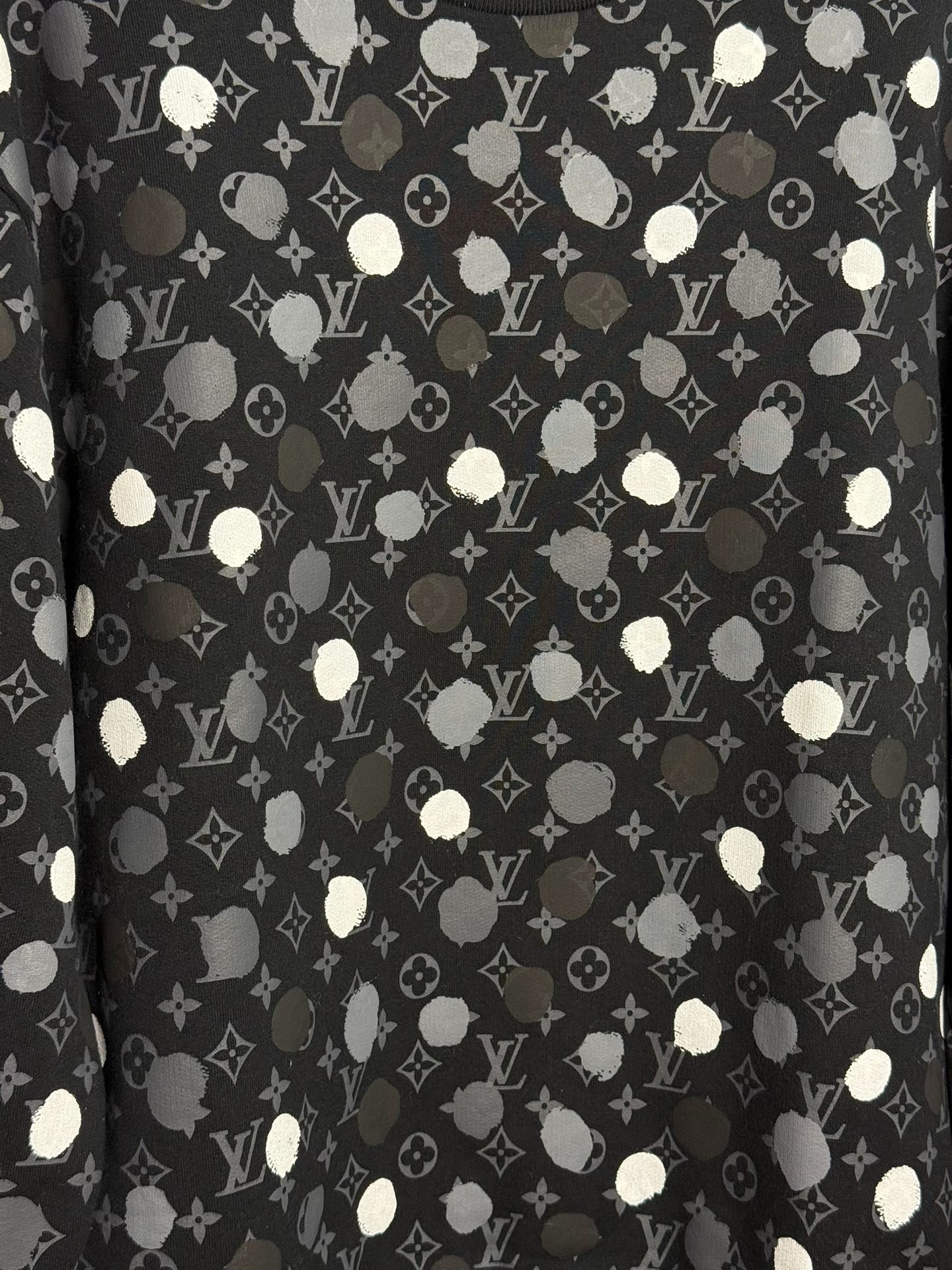 LV X Yayoi Kusama Collaboration Black Polka Dot All-Over Print Sweatshirt
