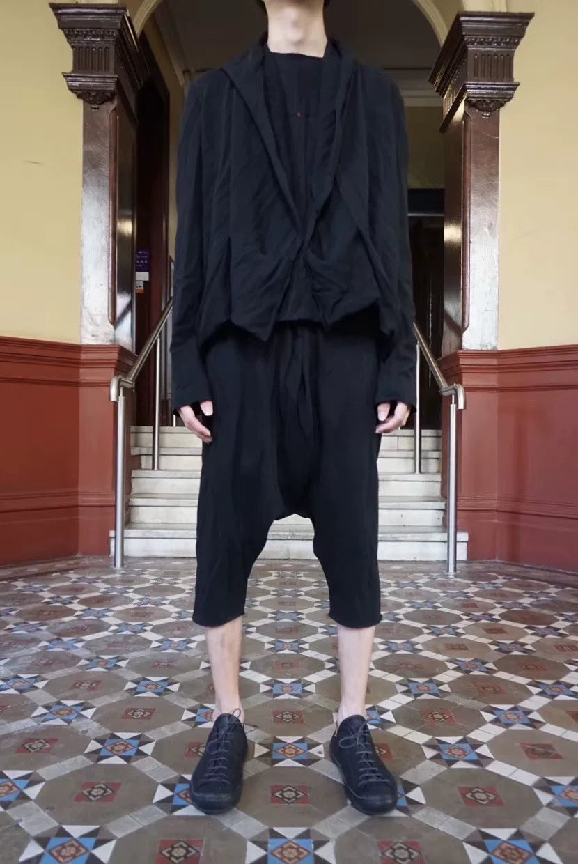 M.A+ SS17 Black Fold Closing Cotton Shorts