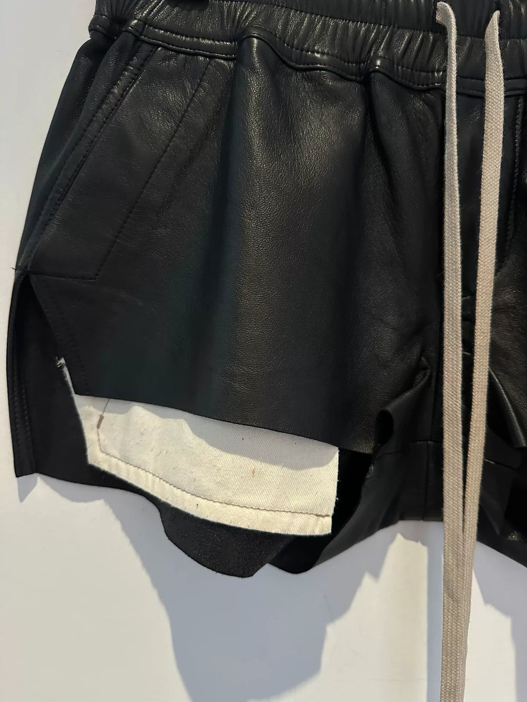 Rick Owens FW22 Oiled Wax Lambskin Boxers Shorts