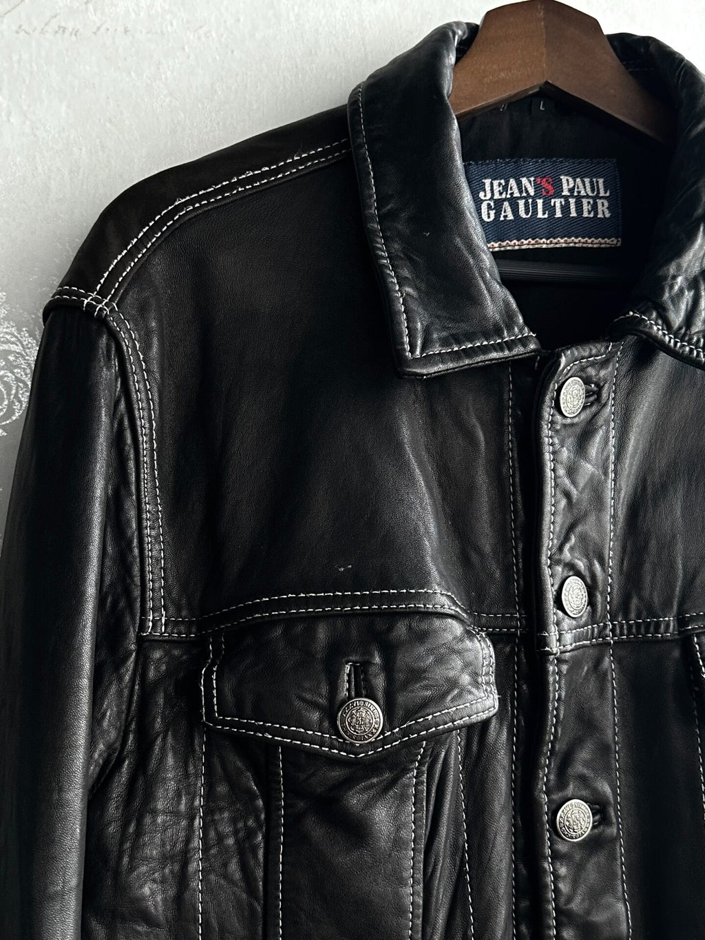 Jean Paul Gaultier 90s Contrast Stitching Leather Jacket