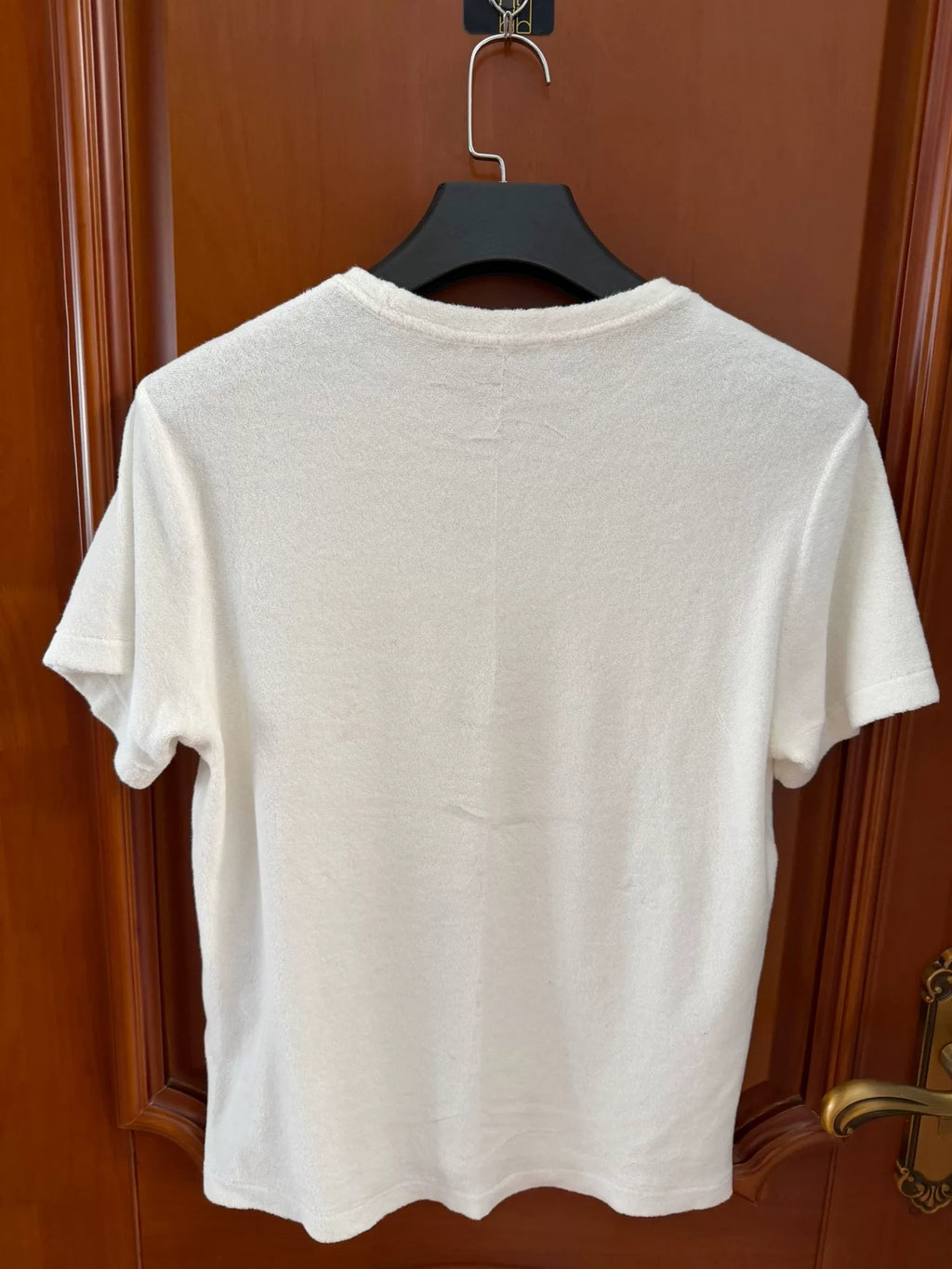 Prada White Triangle Logo Terry Short-Sleeve T-Shirt