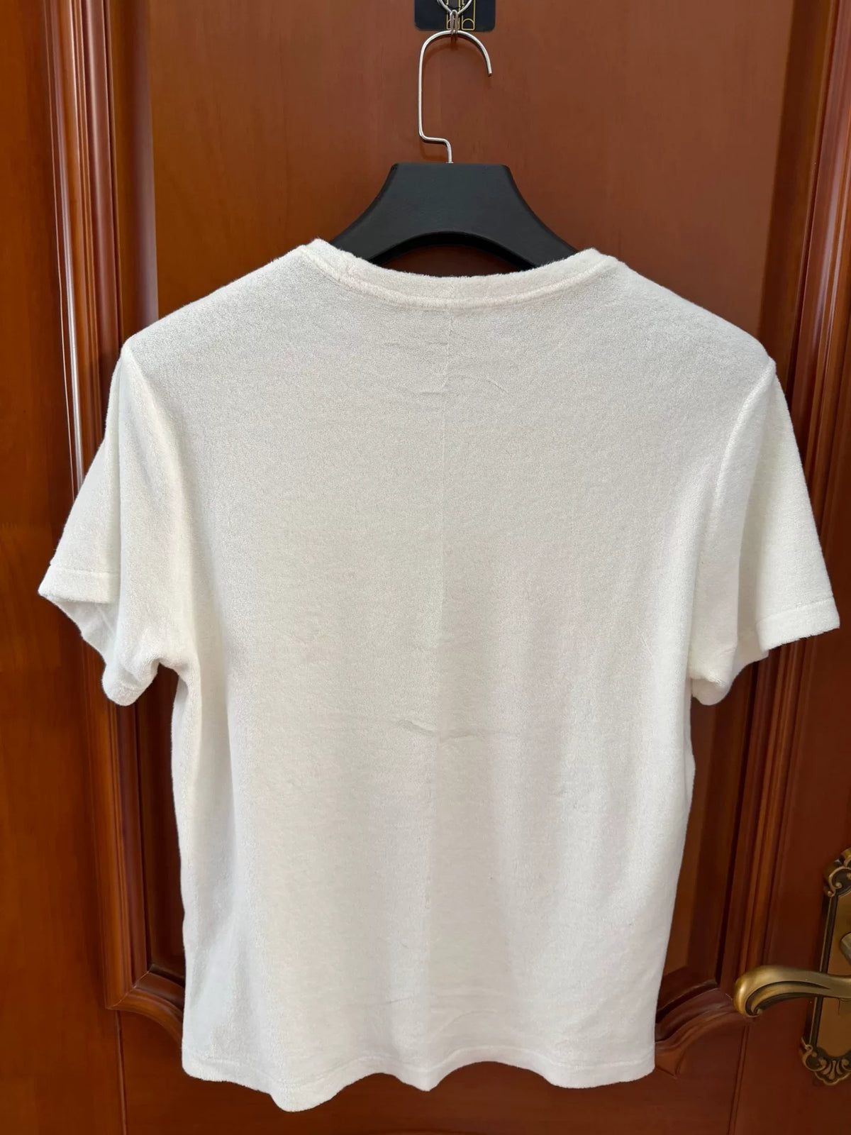 Prada White Triangle Logo Terry Short-Sleeve T-Shirt