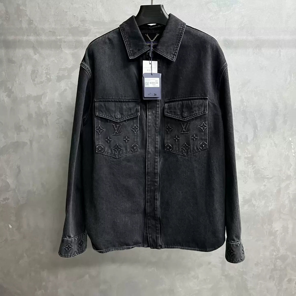 Louis Vuitton Black Logo Embossed Denim Jacket