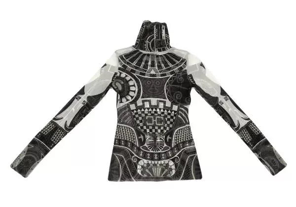 Jean Paul Gaultier Vintage Black Robot Mesh Top