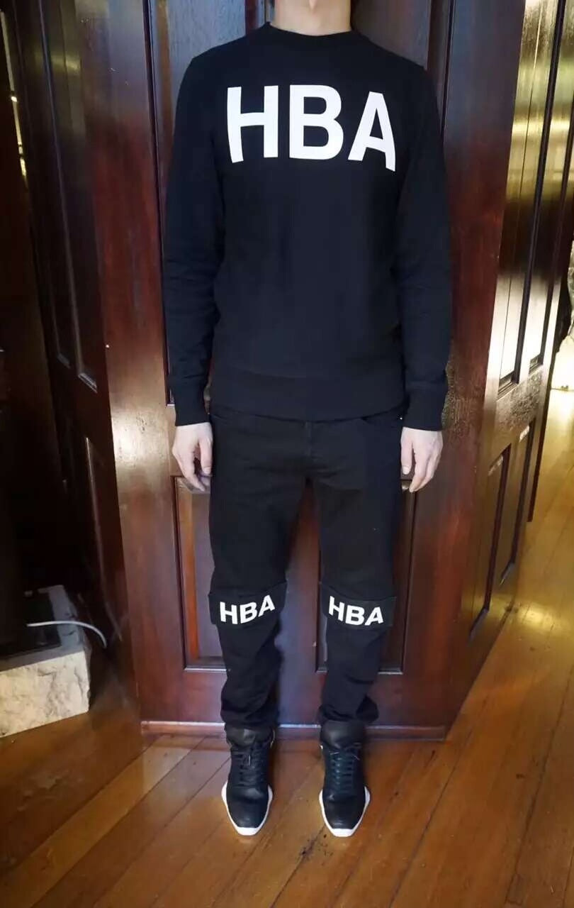 HBA Hood By Air FW15 Black REHAB Crewneck Cotton Sweatshirt