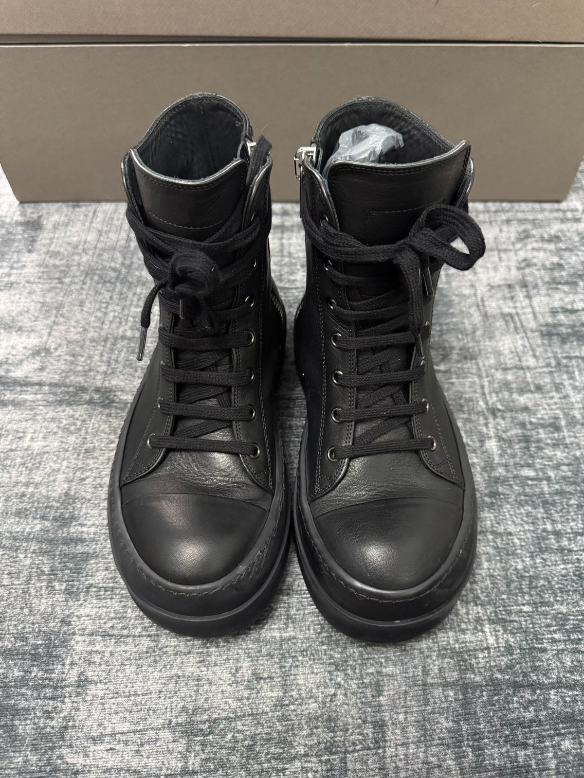 Rick Owens Black High-Top Sneakers