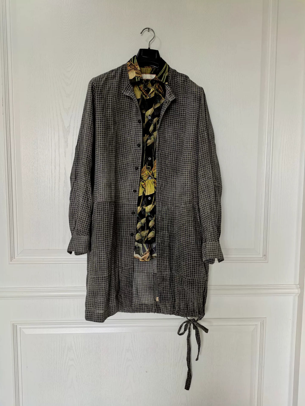 Ziggy Chen 17SS Dirty Dyed Diamond Pattern M51 Thin Trench Coat Long Shirt Jacket