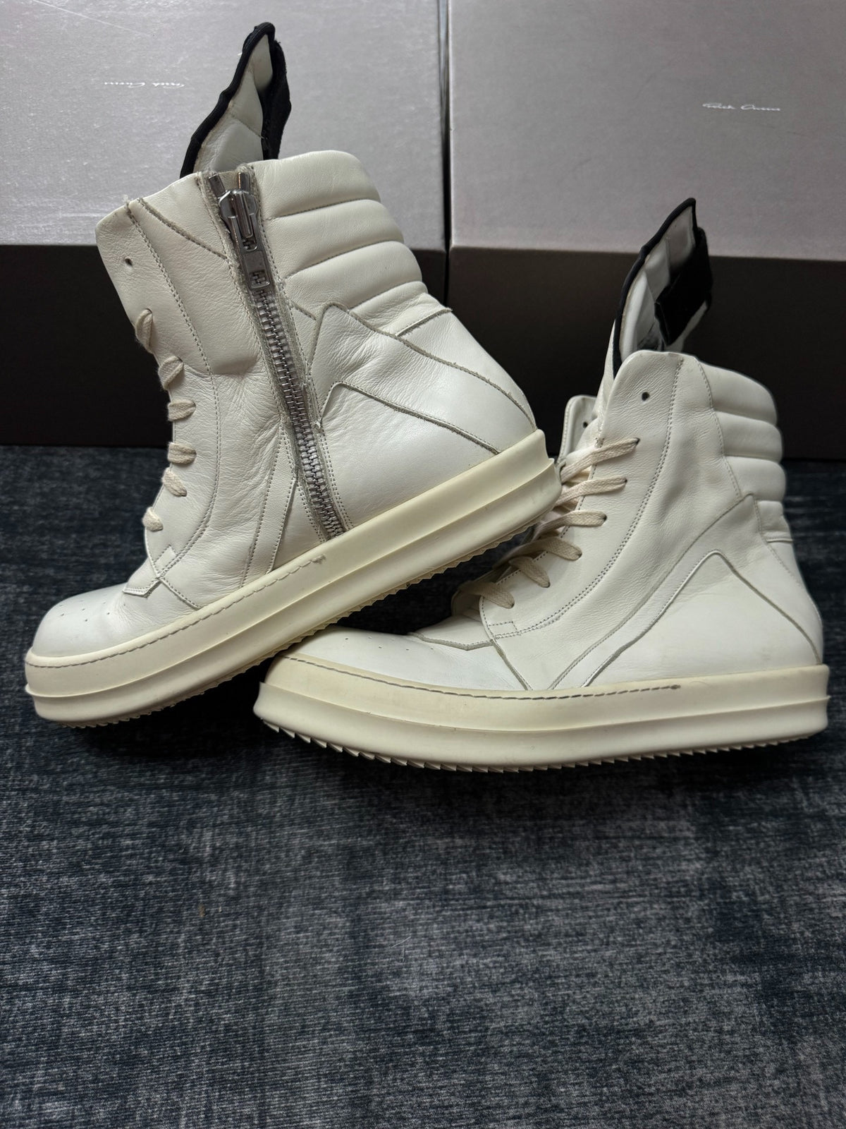 Rick Owens White Inverted-Triangle Sneakers