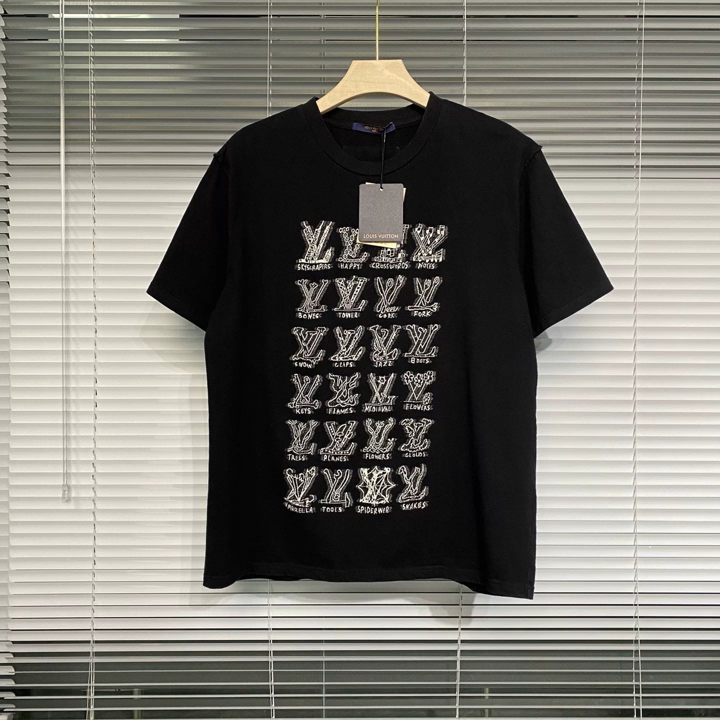 Louis Vuitton Gesture Jacquard All-Over Print Black Short Sleeve T-Shirt
