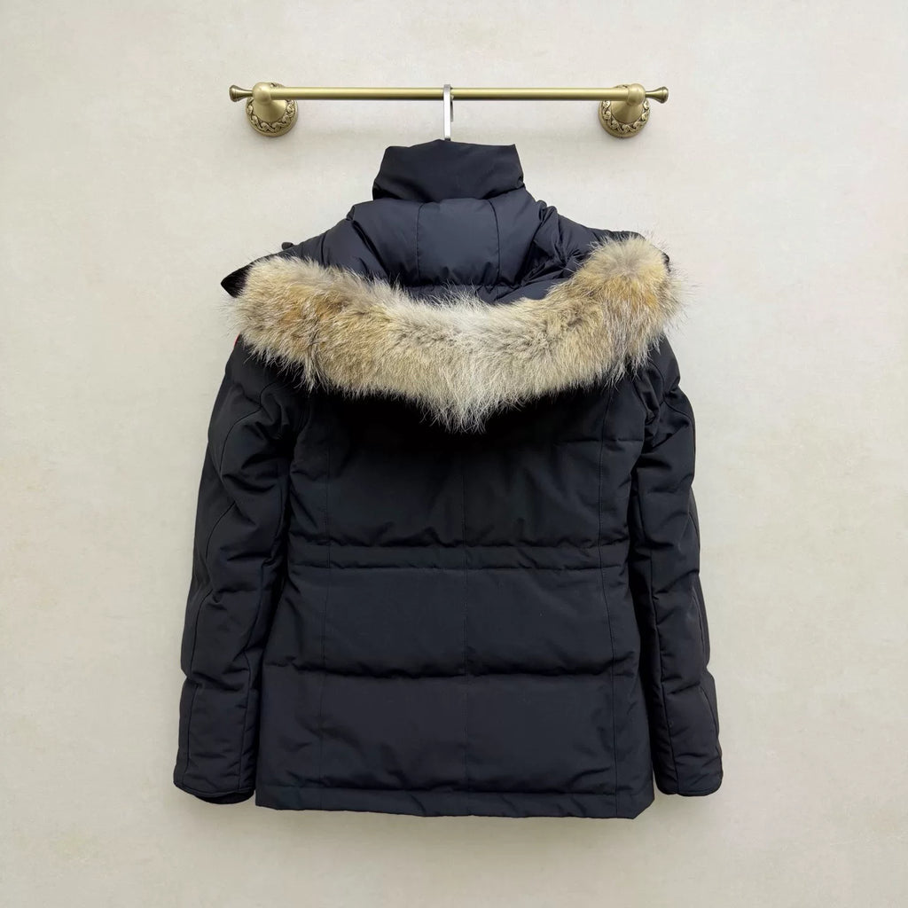 Canada Goose Black Classic Logo Wolf Fur Hood Down Jacket