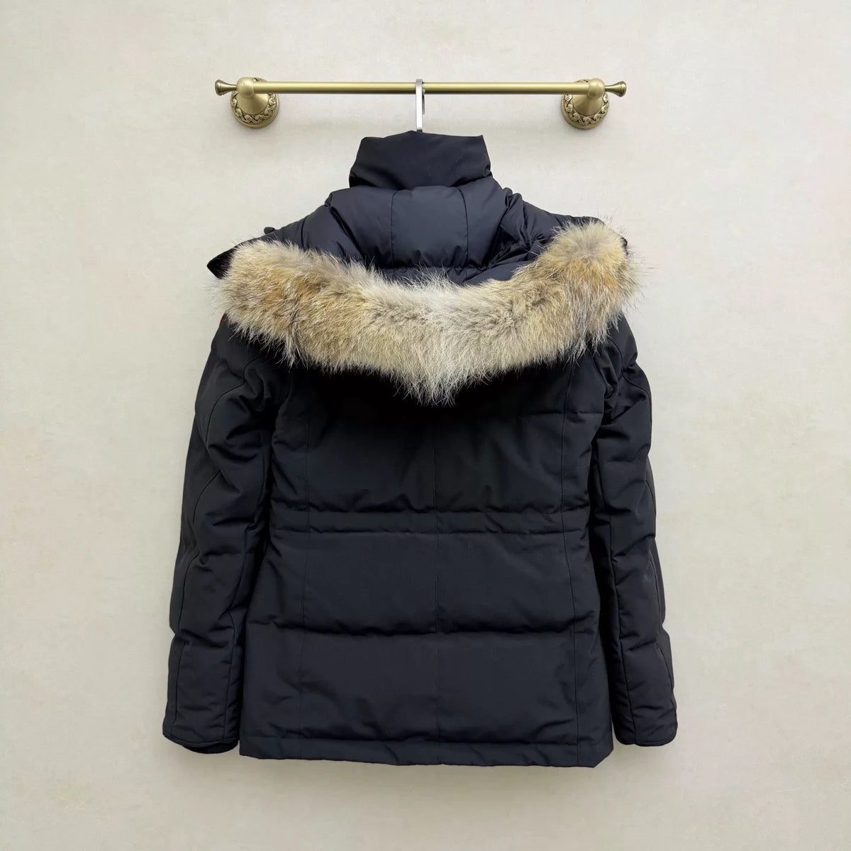 Canada Goose Black Classic Logo Wolf Fur Hood Down Jacket