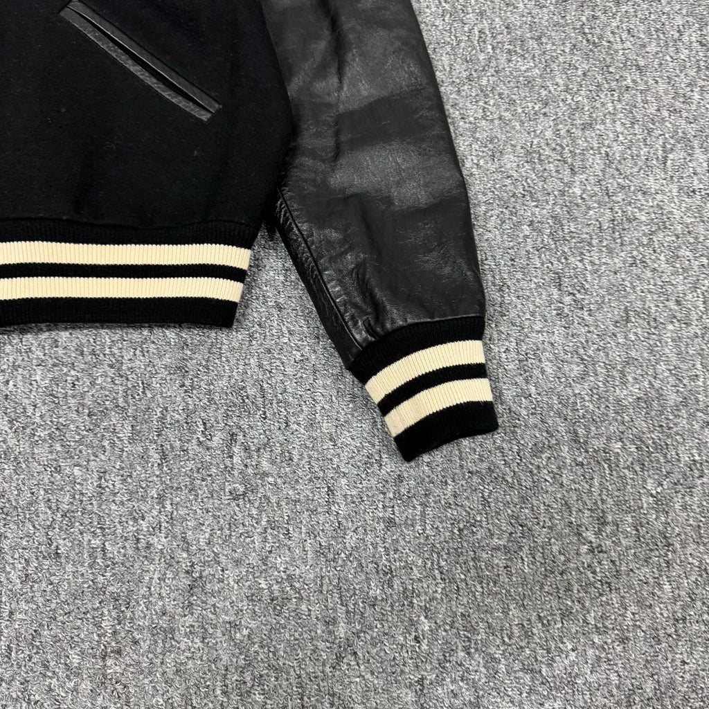 Gucci horsebit felt and leather baseball jacket