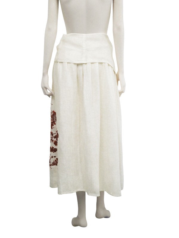 Dries Van Noten SS00 Beaded Floral Linen Skirt