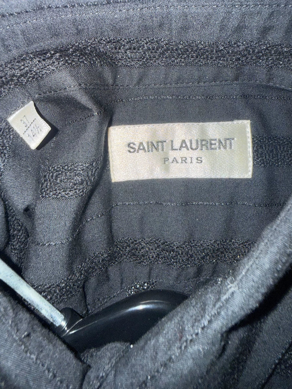 Saint Laurent 18AW Black Floral Embroidered Shirt by Anthony Vaccarello