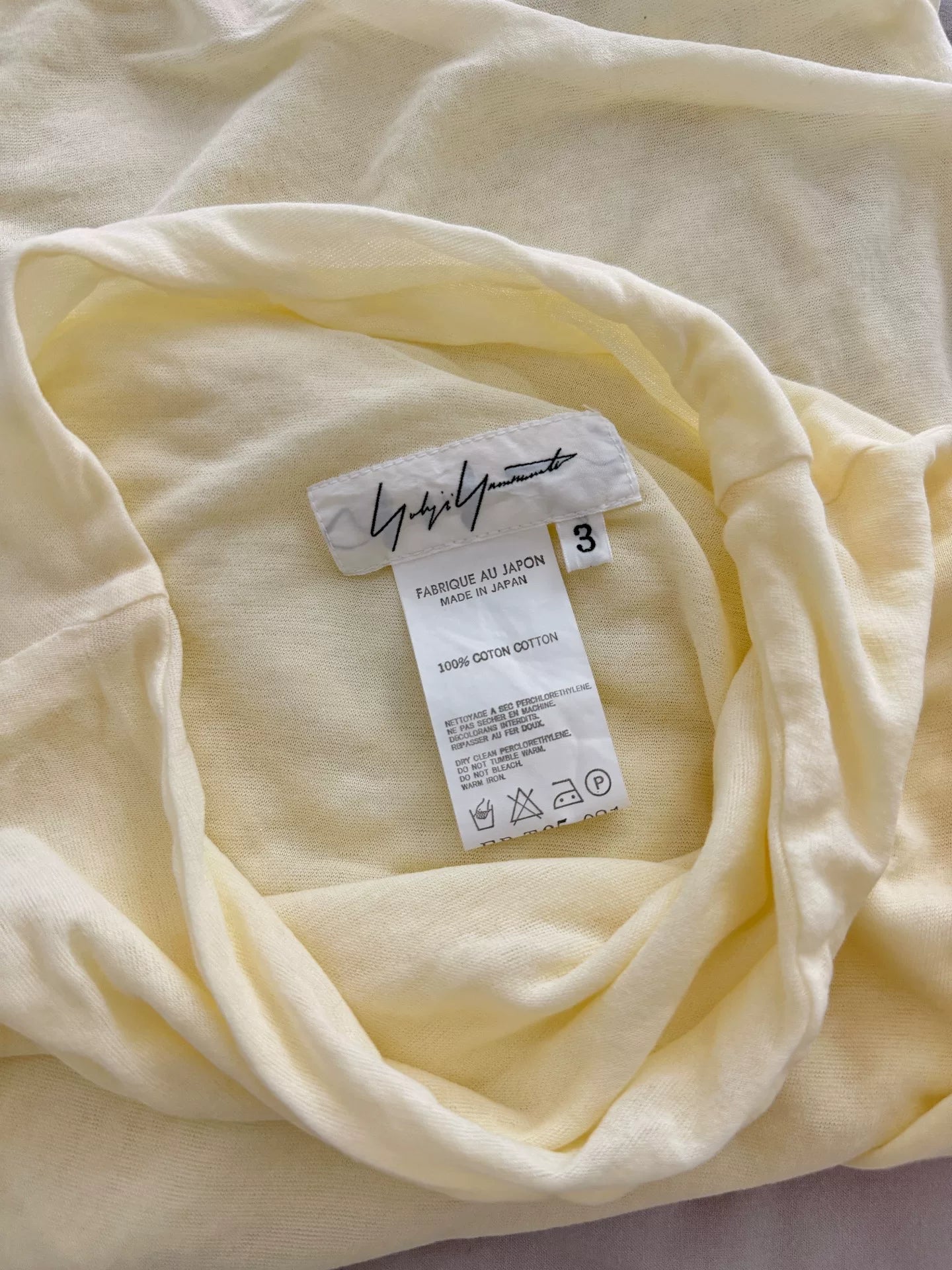 Yohji Yamamoto Pale Yellow Pleated Top - Devines
