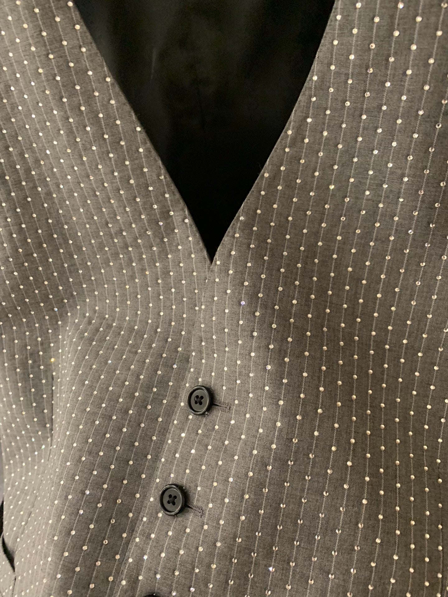 Celine 20SS Gray Rhinestone Vest