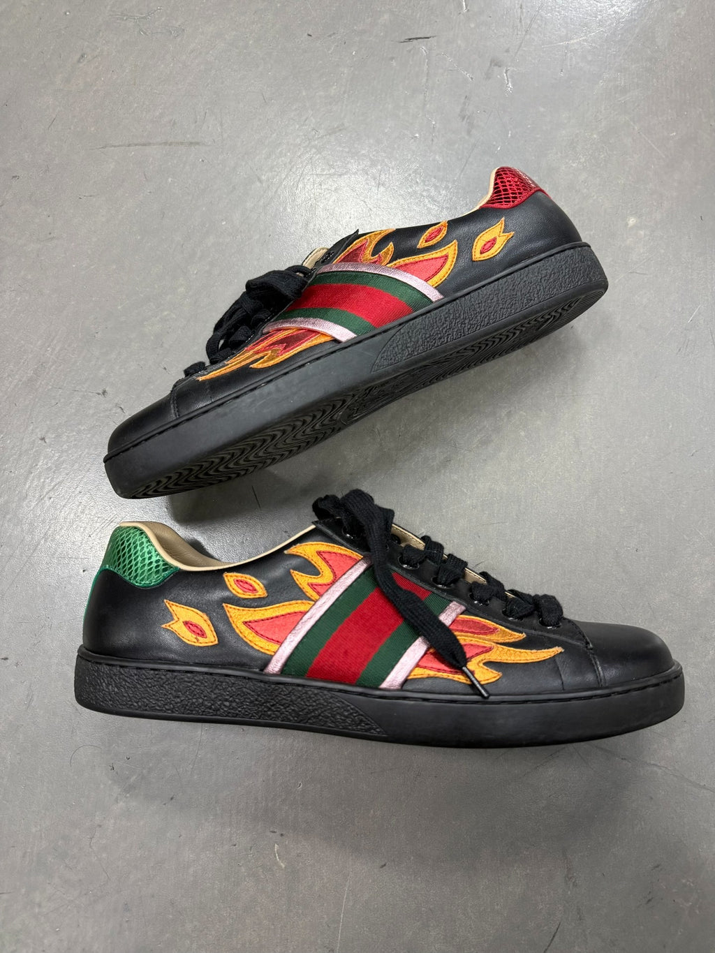 Gucci Black Flame Ace Sneakers
