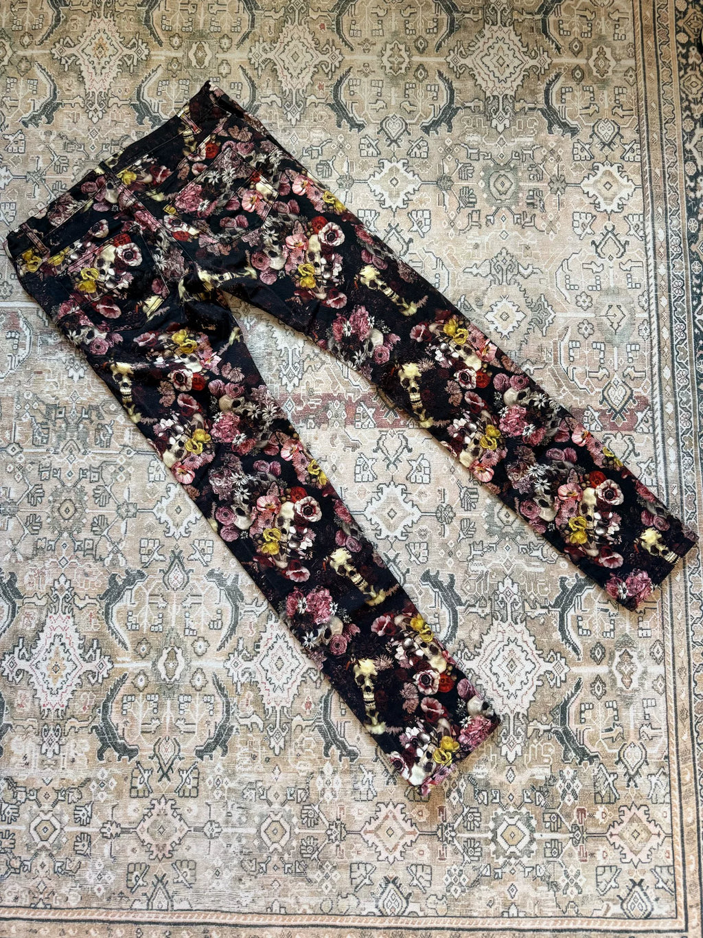 Dior Homme Black Floral Skull Skinny Jeans