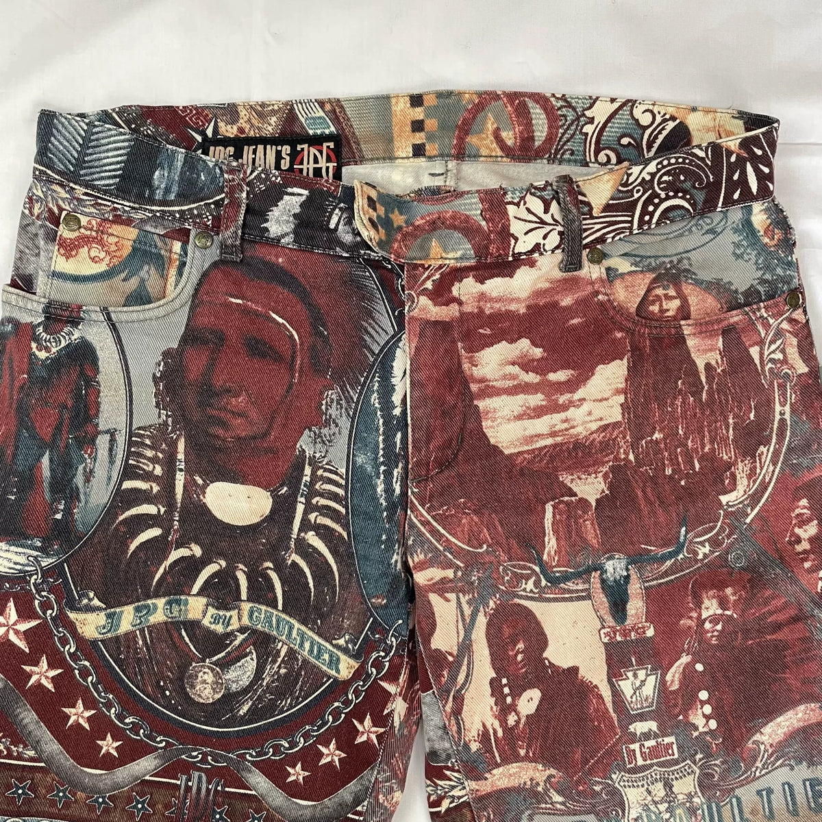 2004 Fall/Winter Jean Paul Gaultier Indian X-Ray Skull Pattern Jeans